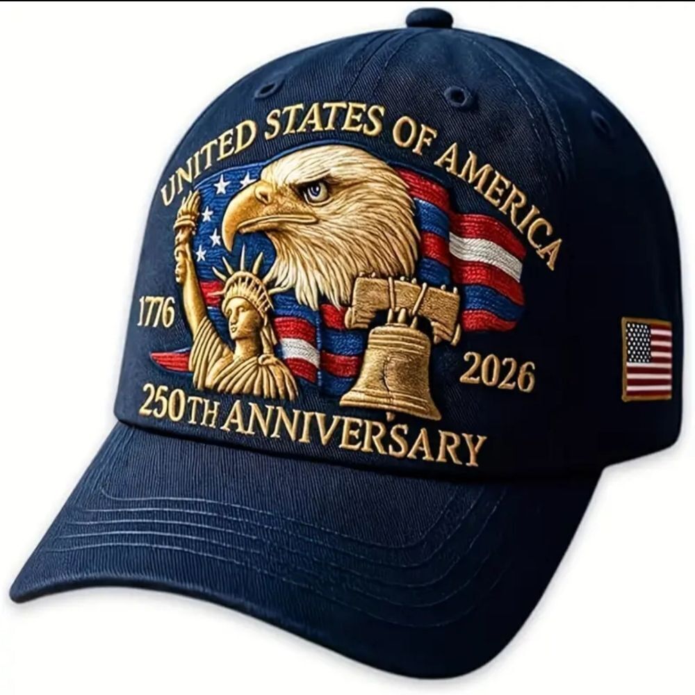 Patriotic Embroidered USA 250th Anniversary 1776-2026 Commemorative Baseball C